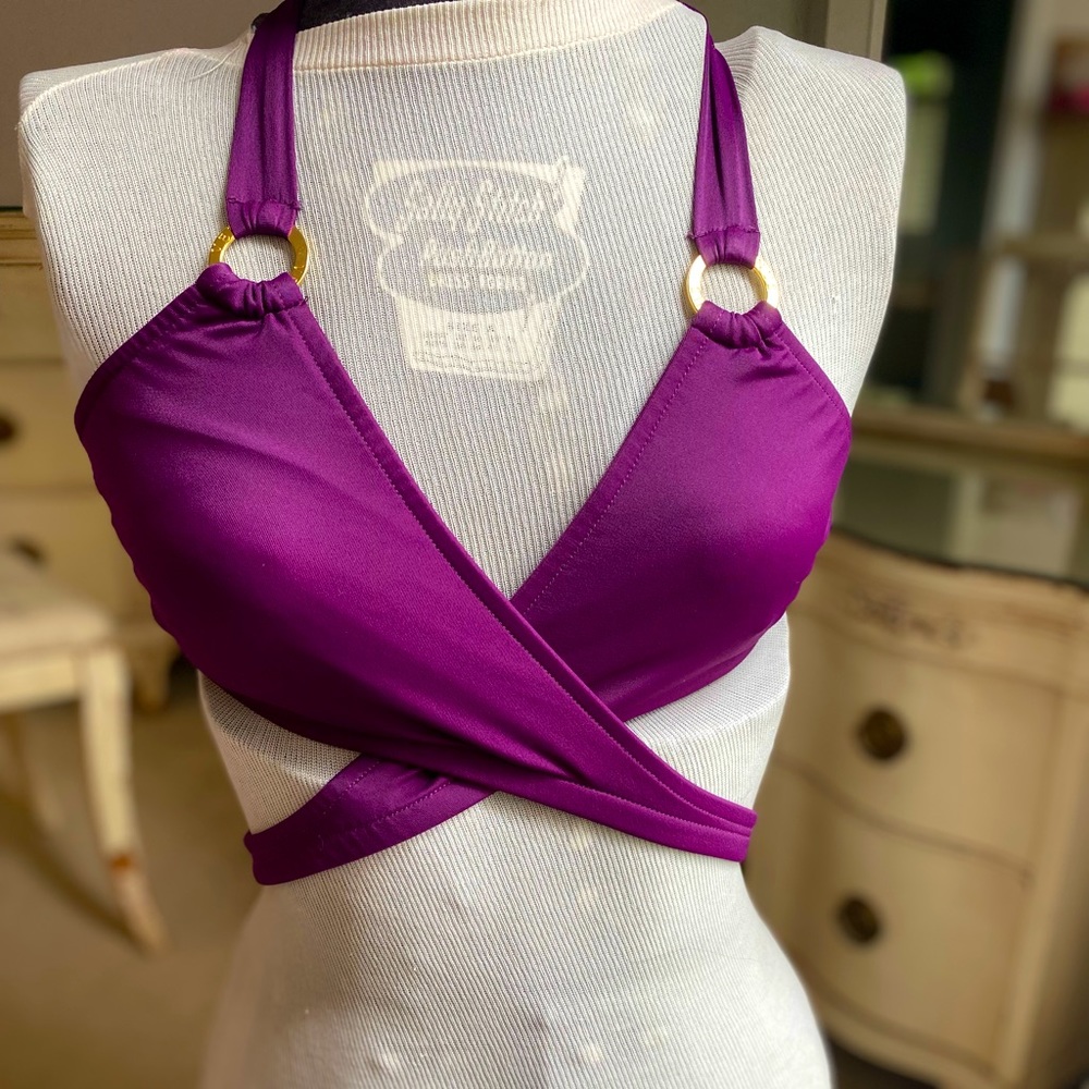 Venus— Eggplant— Wrap Swim Suit Top— D